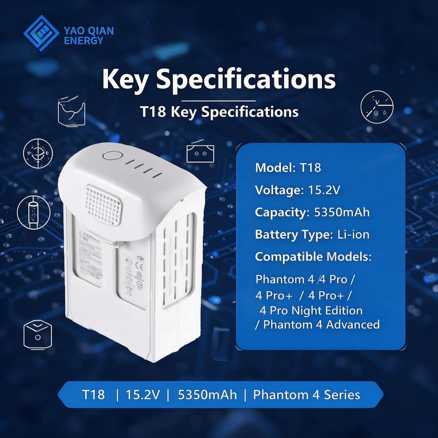 15.2V 5350mAh(T18) Drone Battery for Phantom 4 Series - 2