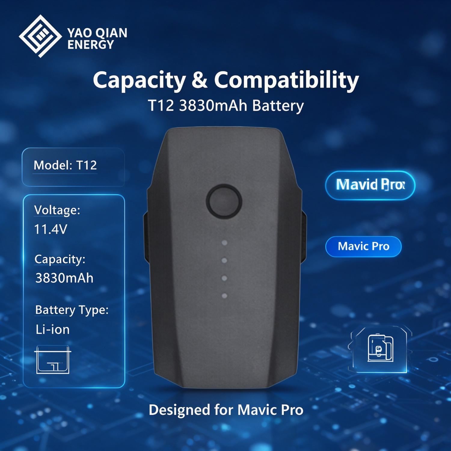 11.4V 3830mAh(T12) Drone Battery for Mavic Pro - 2