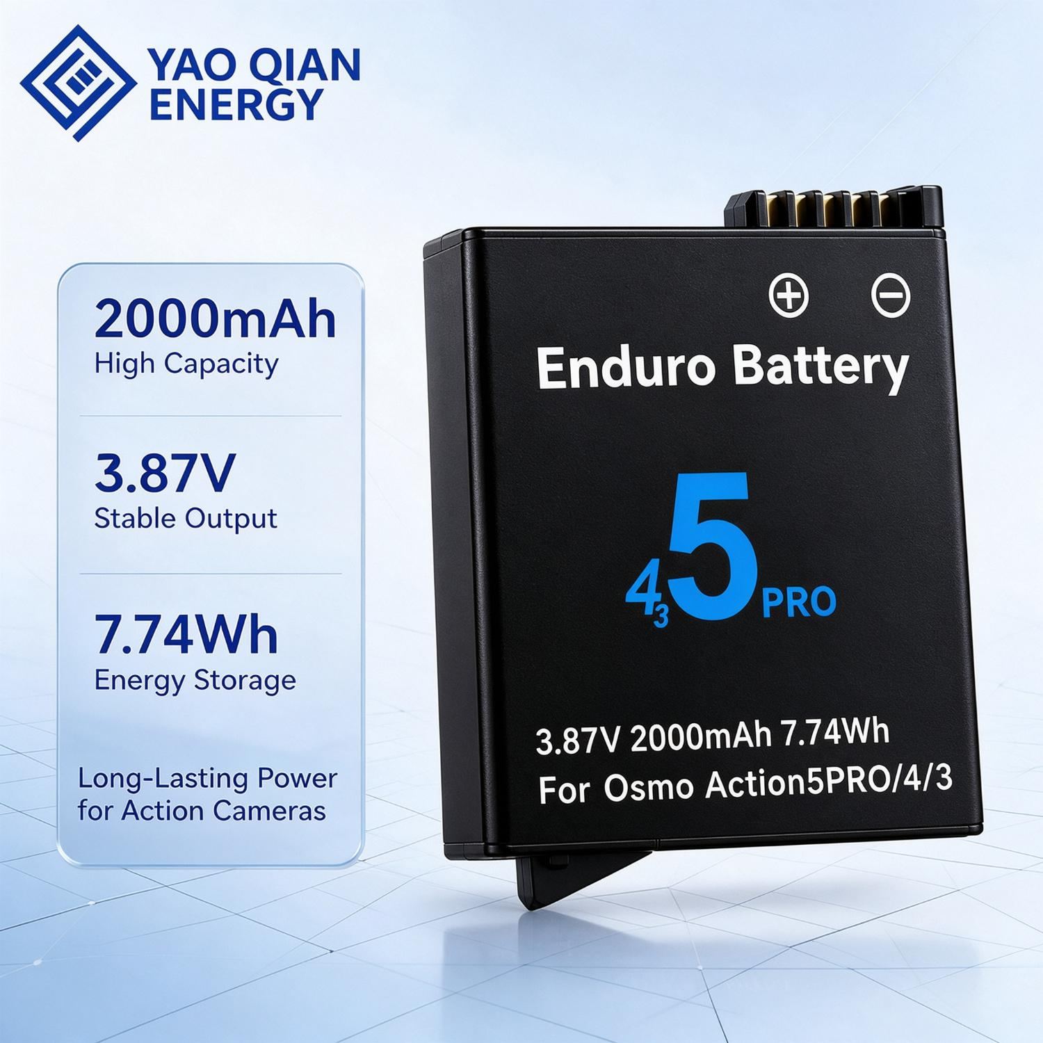 3.87V 2000mAh(7.74Wh) Camera Battery for Osmo Action 5 Pro / 4 / 3 - 3