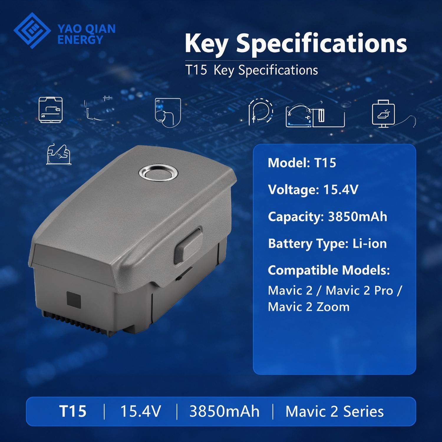 15.4V 3850mAh(T15) Drone Battery for Mavic 2  Mavic 2 Pro Mavic 2 Zoom - 2