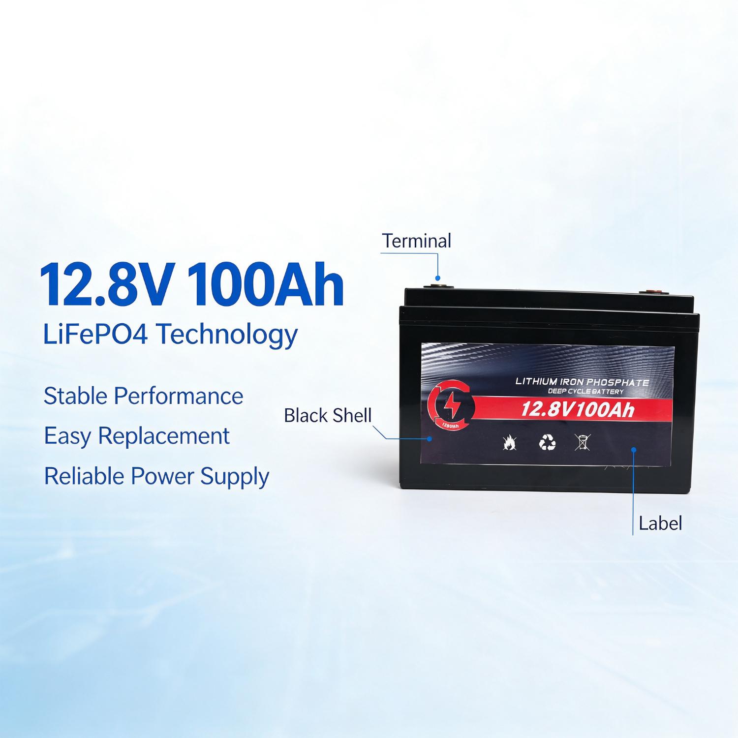 12.8V 100Ah LiFePO4 Lithium Battery - 6