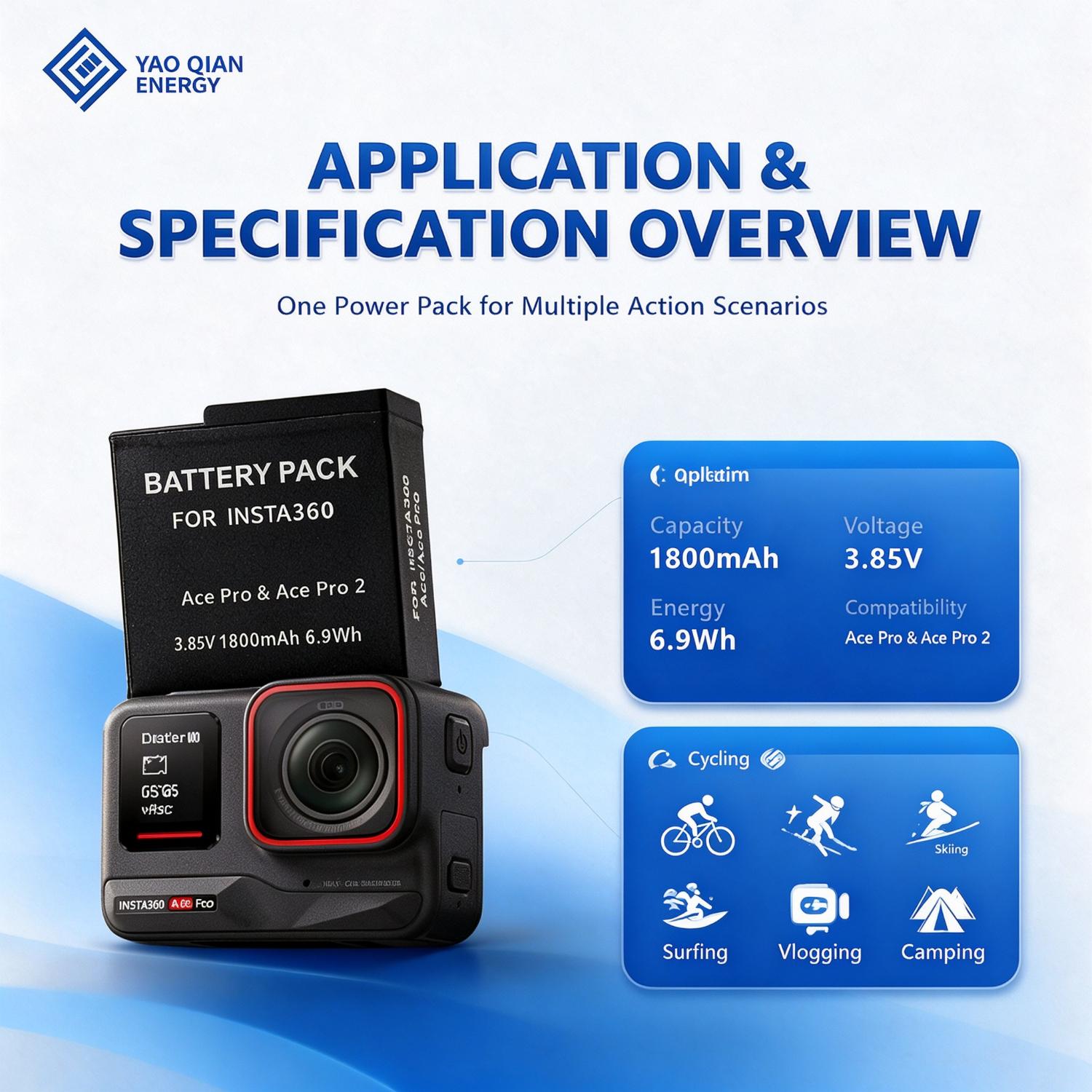 3.85V 1800mAh(6.93Wh) Camera Battery  Insta360 Ace PRO / Ace PRO 2 - 3