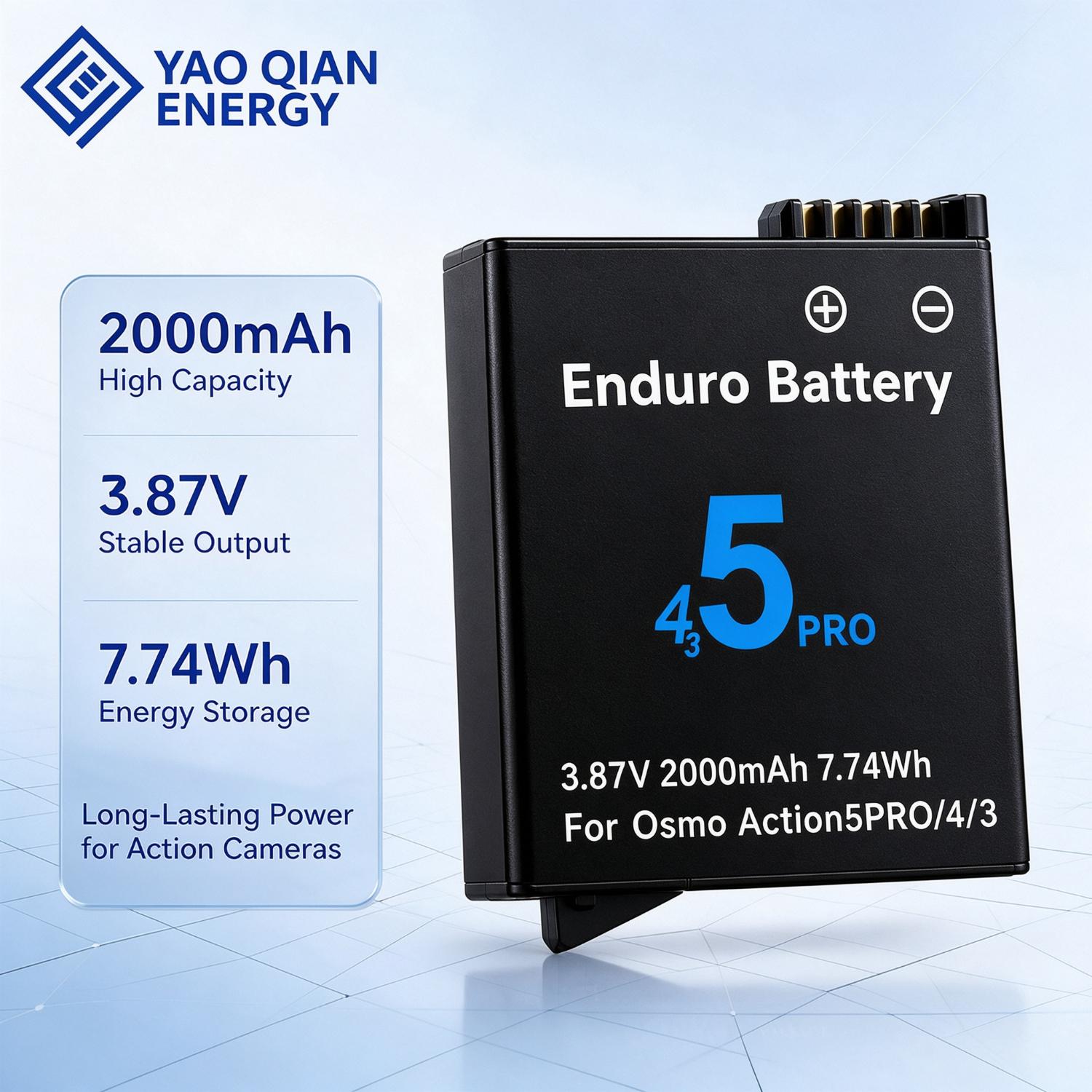 3.87V 2000mAh(7.74Wh) Camera Battery for Osmo Action 5 Pro / 4 / 3 - 3