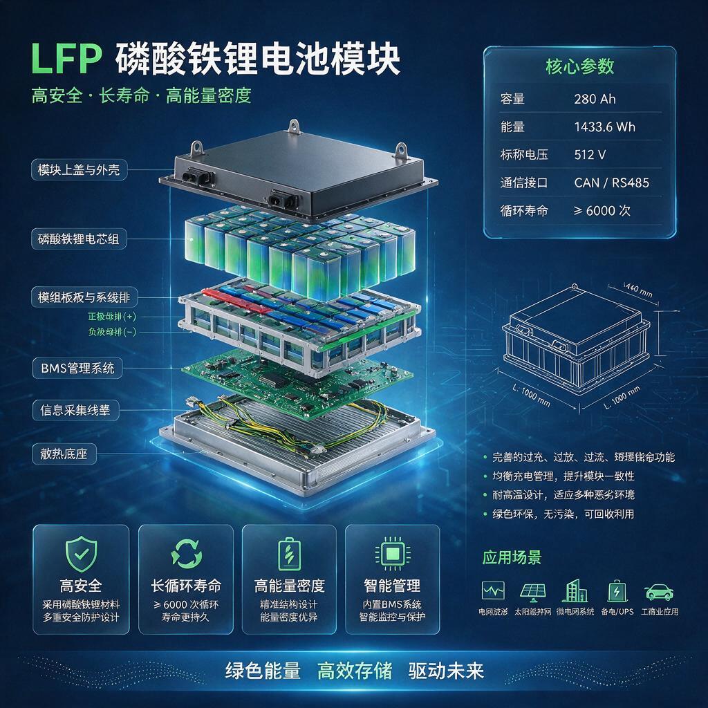 LFP Lithium Iron Phosphate Battery Module Diagram